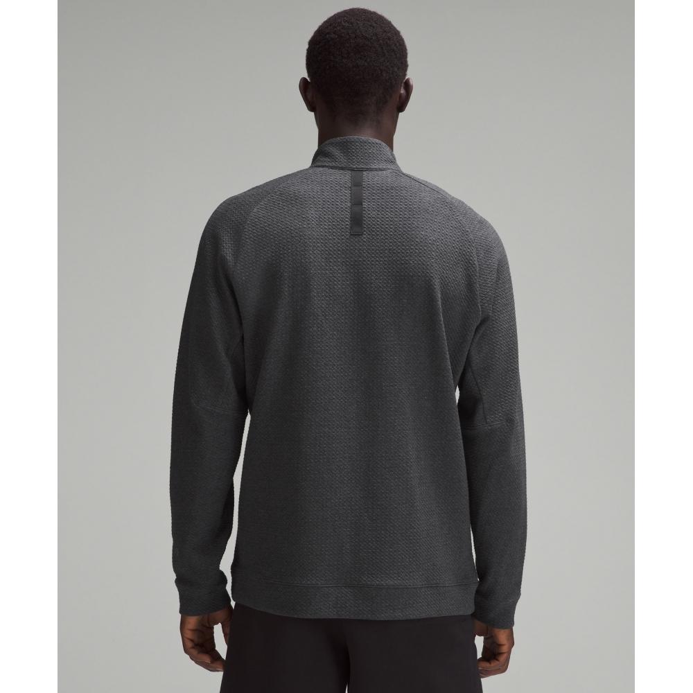 Lululemon Textured Double Knit Cotton Half Zip Heathered Black Black