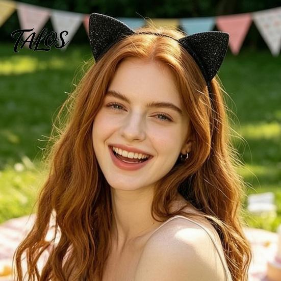 Shiny Kitten Ears for Girls Furry Cat Headband Women, Glitter Ear Hair Comfortable Cosplay Accessory Halloween Costume Party And Masquerade