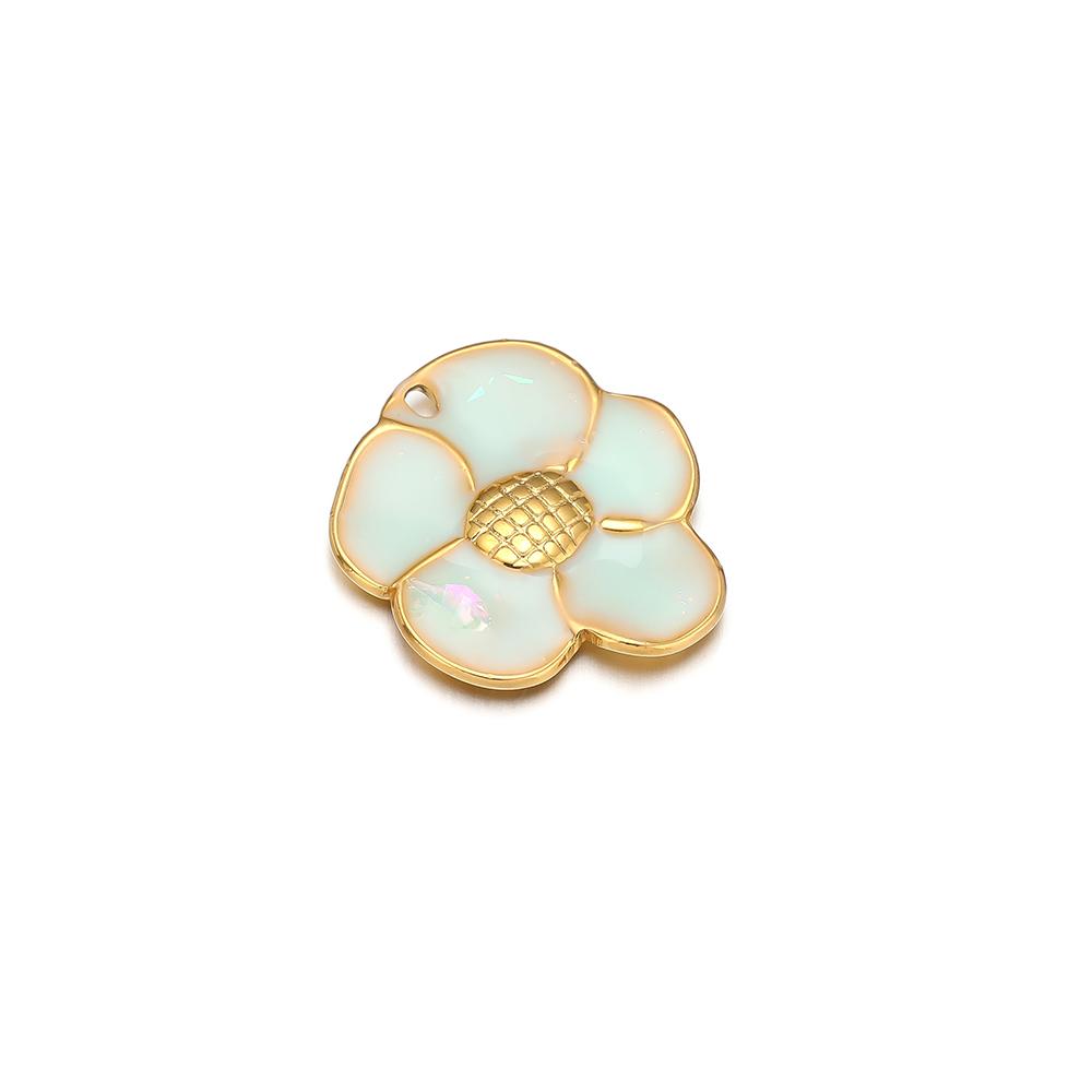 5pcs Stainless Steel 18K Gold Color Enamel Colorful Flower Charms Pendants for DIY Jewelry Necklace Making Bracelets Accessories