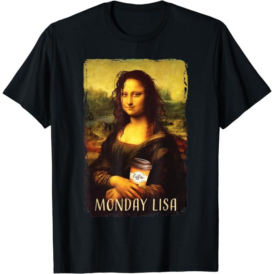 Экспорт Понедельник Лиза Джоконда Мона Лиза с Кофе Футболка S