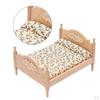 Miniature Birch Wood Upholstered Double Bed And Bedroom Accessories Furniture 1:12 Scale Doll House