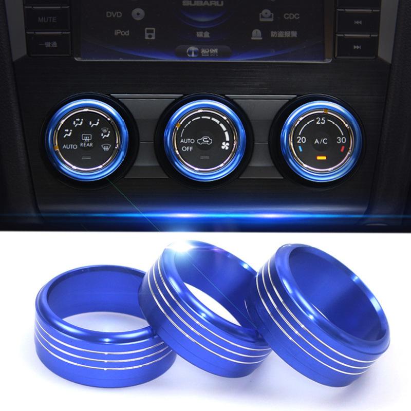 3 Pcs/set Aluminum Alloy Air Conditioning Knob Decorative Ring For Subaru Forester Xv 13-18