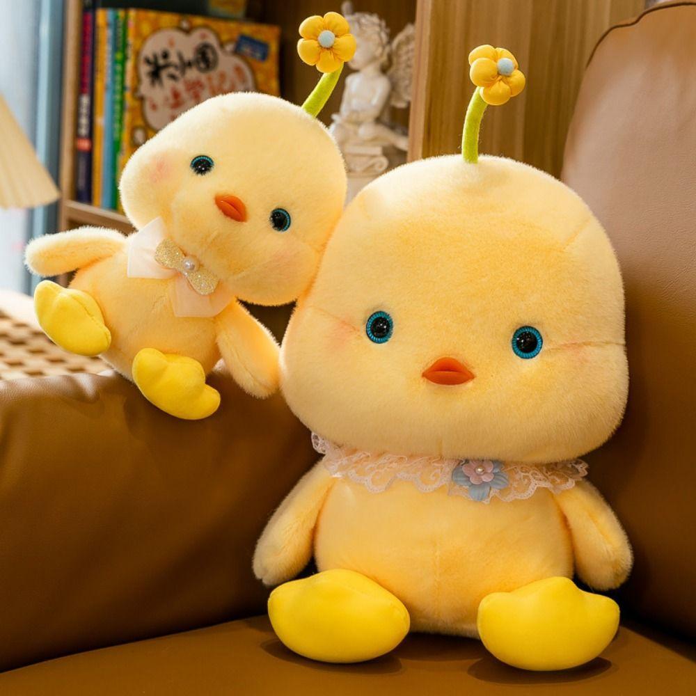 Flower Chicken Plush Toy Hairy Yellow Duck Plush Doll Girls Hug Pillow Duck Plush Toy  Children