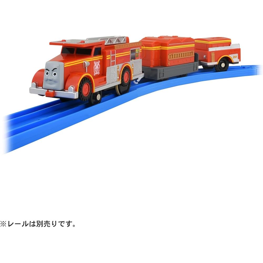 Plarail TS-19 Fire Truck Toy with Realistic Sounds and Lights, Compatible with Plarail Train Sets