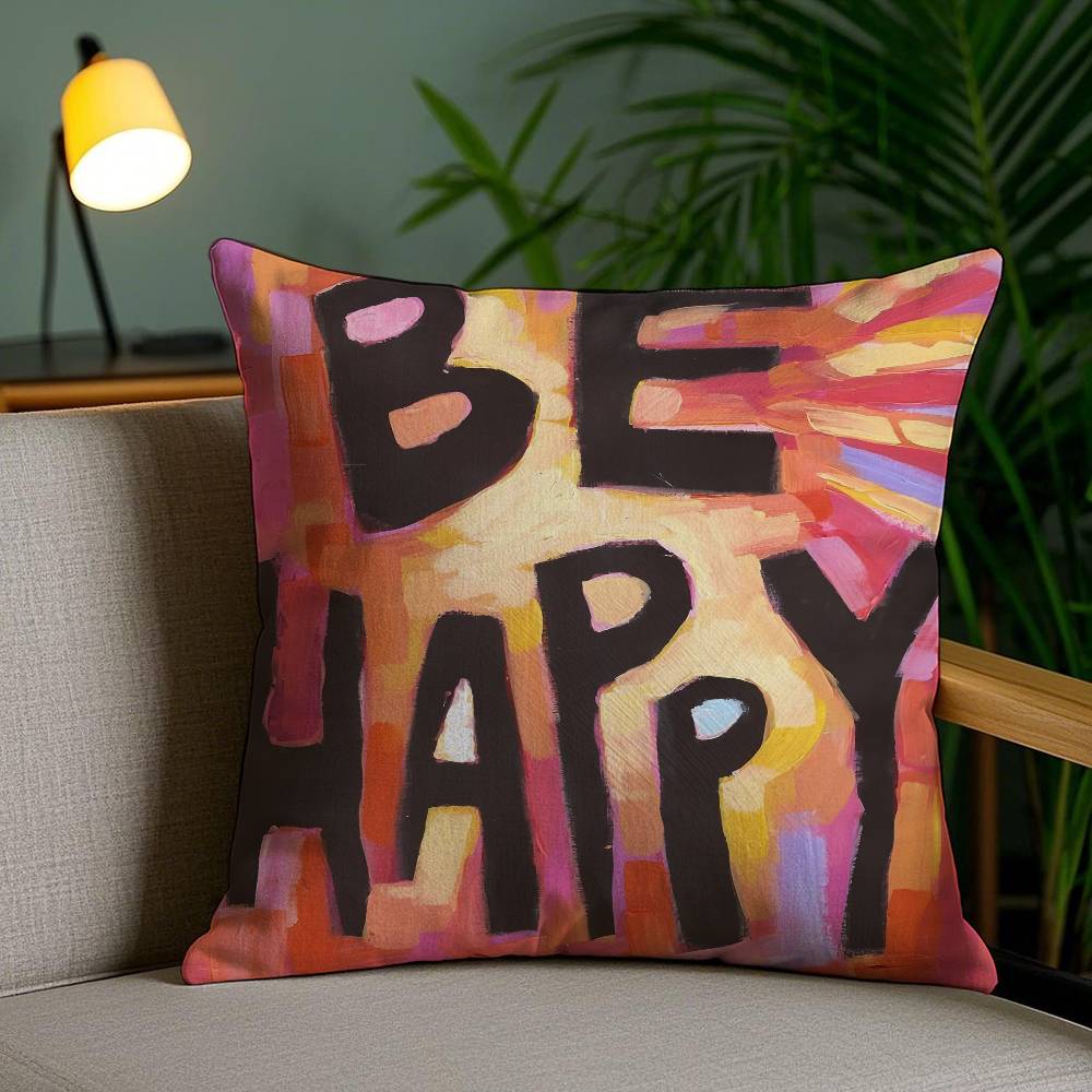 Fashion Colorful Letter Pillow Case Plush Fabric Soft Pillowcase Double Sided Print Sofa Cushion Cover Throw
