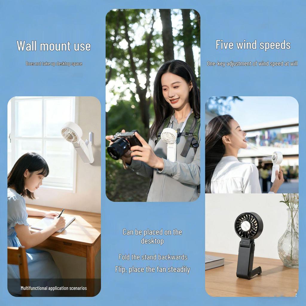 Portable Neck-Hanging Handheld Fan with Semiconductor Cooling and Foldable Ice Pack