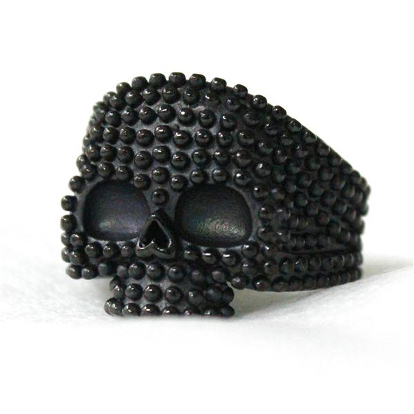 2025 Amazing Style Bumps Skull Ring 316L Stainless Steel Women Mens Fashion Black Biker Skull Ring 12 чёрный