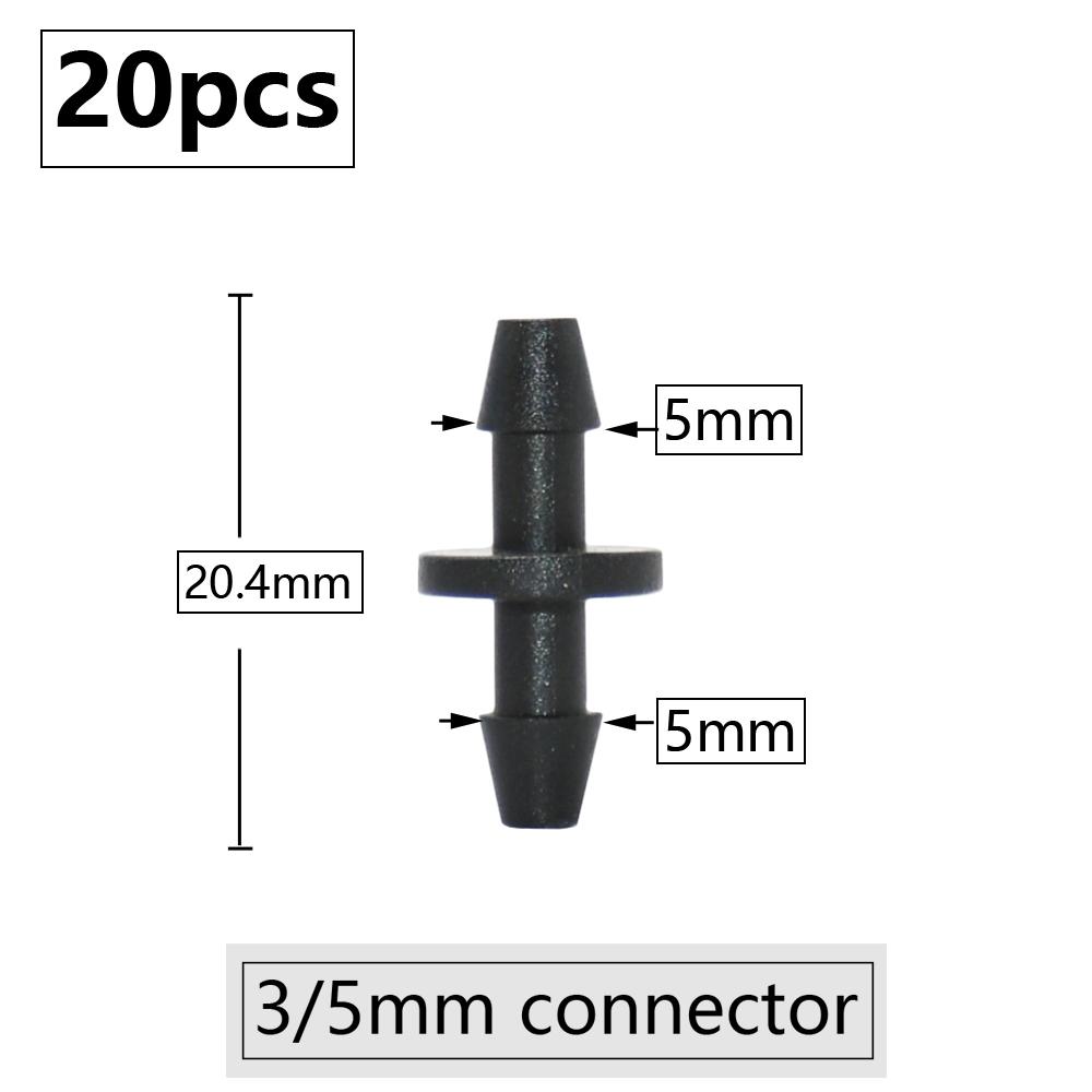 20pcs 3mm 4mm Garden Hose Barb Connector Drip Irrigation 1/4'' & 1/8'' Tube Hose Fitting Tees Cross Eng Plug Barb Accessories