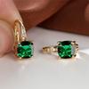 Rainbow Zircon Hoop Earrings Multicolor Crystal Square Stone Earrings Vintage Gold Color Wedding Earrings for Women Party