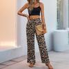 Damen Leopardendruck Schnürhose mit weitem Bein - Sommer 2025 Europäische & Amerikanische Mode