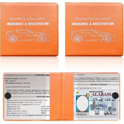 2PCS Car Registration Insurance Holder, 10.6"×4.8" Essential Auto Card Document Glove Box Organizer with Closure, Car Accessories for Driver