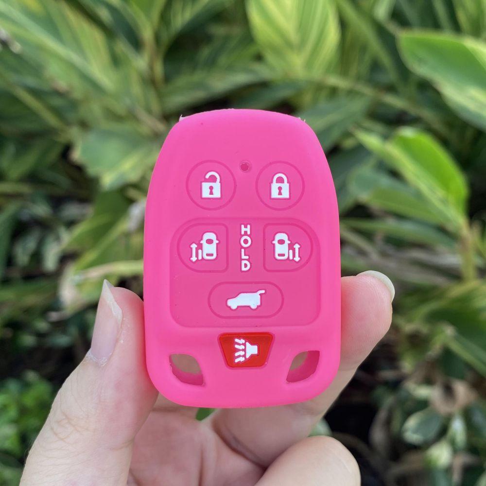 

6 Button Car Key Case for Honda Odyssey Straight Silicone Cover Set Protection Skin Bag Rubber Shell Holder KeyChain Accessories