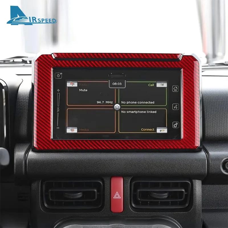 Real Soft Carbon Fiber Sticker Trim LHD RHD For Suzuki Jimny      2024 2025 Car Central Control Screen Frame