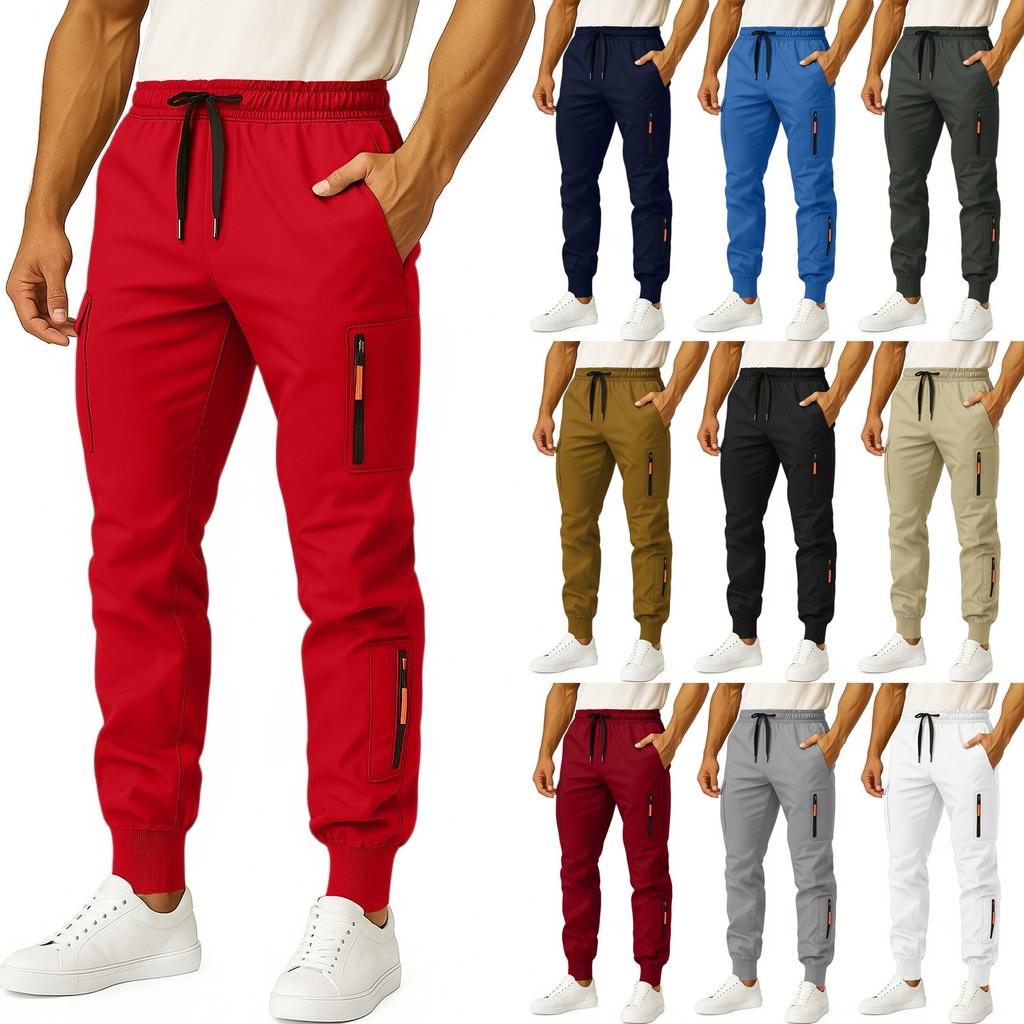 Men's High Waisted Wide Legs Pants Casual Drawstring Pants Joggers With Pockets