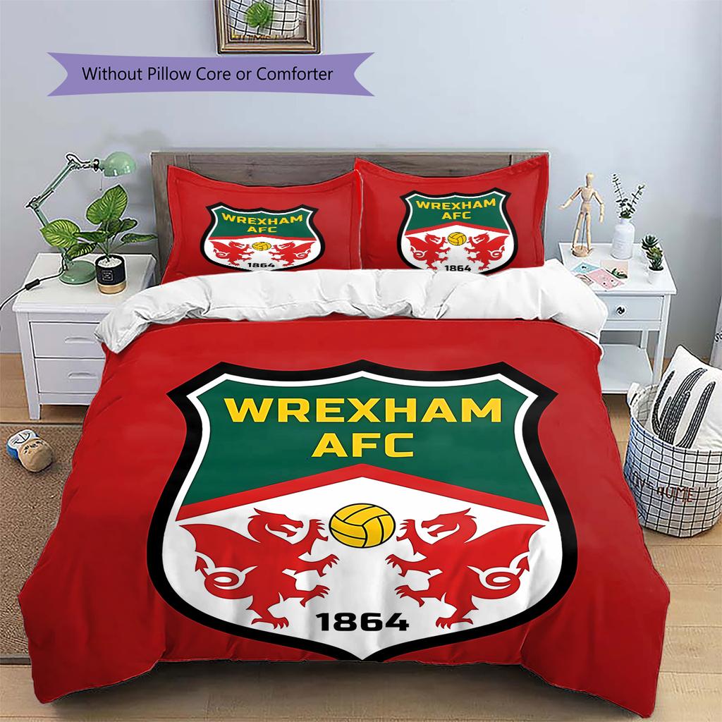 Wrexham Football Club LogoPattern Bedding,Quilt Set Quilt Cover Pillowcase Home Birthday Gift (1 * Duvet Cover + 2 * Pillowcase, Without Core)