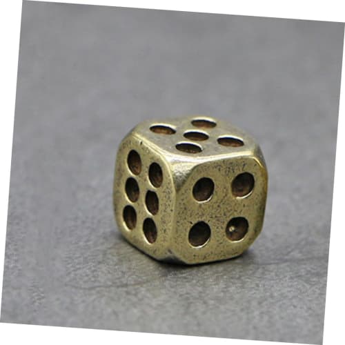 SAFIGLE Set of 6 Brass Dice, 11mm Rounded Corners, Vintage Finish, Gold, Durable and Rust-Resistant, Perfect for Party Games, Board Games, and Bar Dec