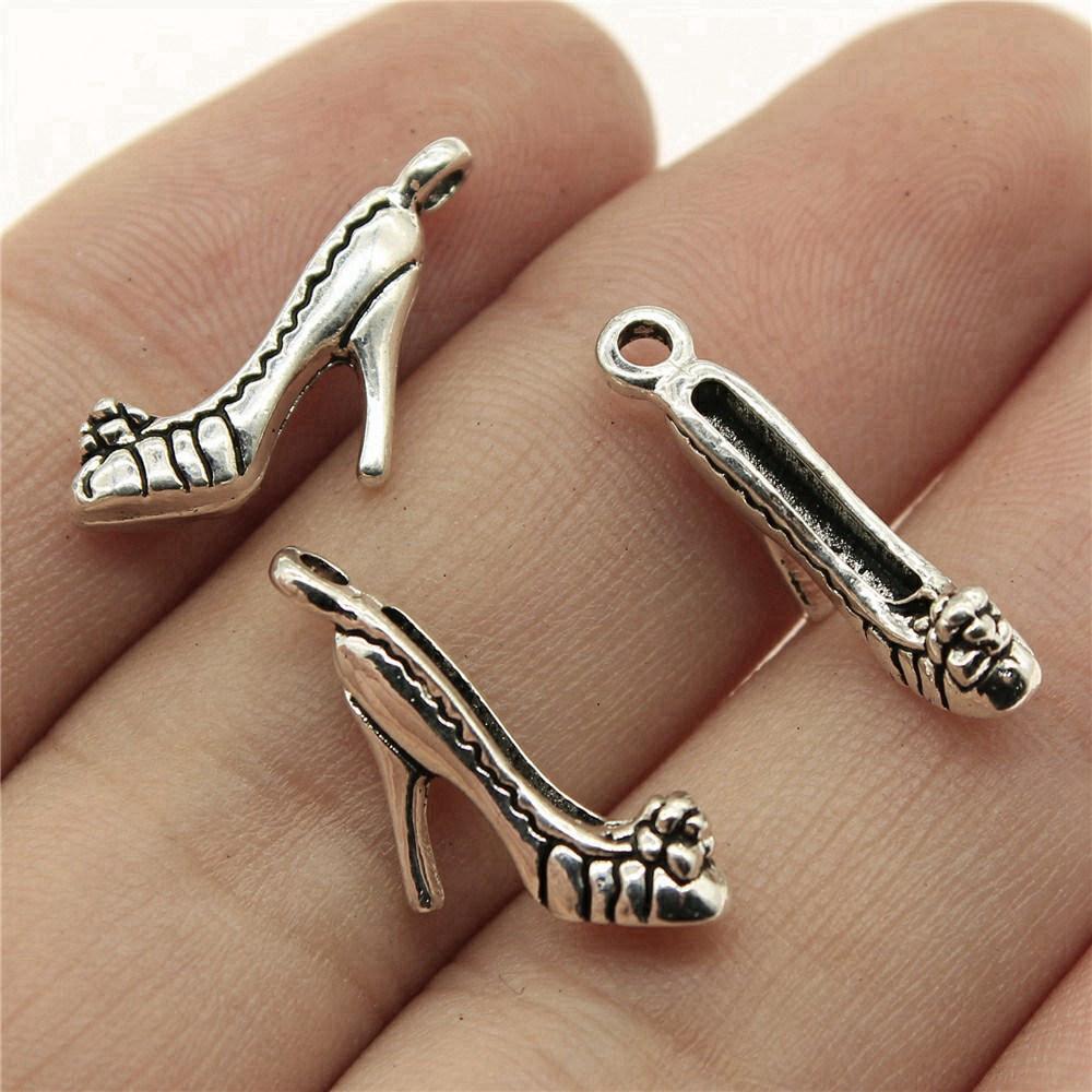 Shoes High Heel Fashion Charm Antique Bronze Zinc Alloy Jewelry Making Supplies for Women Earring Charms Handmade