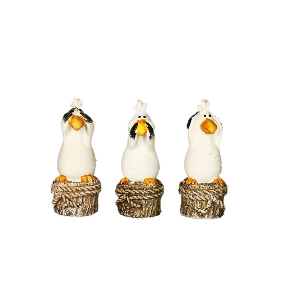 

3pcs Cartoon Animal Statue Resin Miniatures Figurine Sculpture Seabirds Decorative Ornament Gift 3 Pcs
