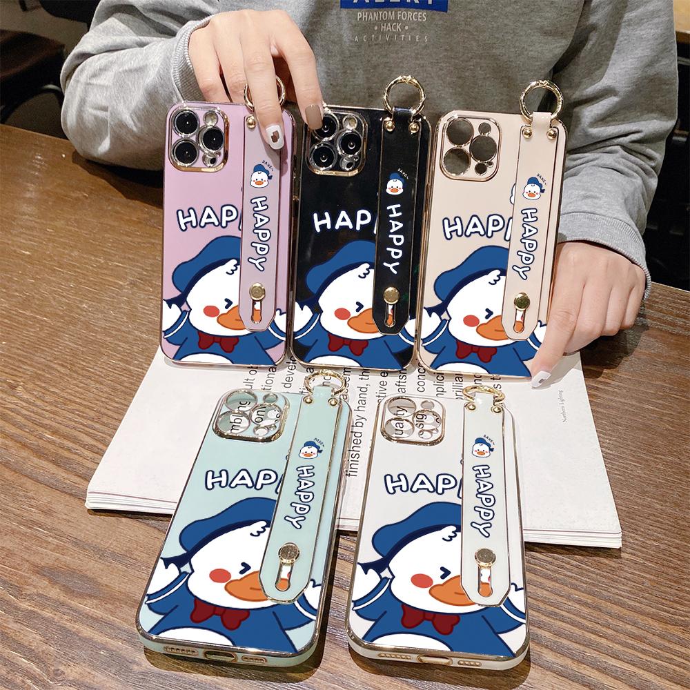 

(С браслетом) Мягкий чехол с рисунком Микки и Минни Маус с квадратными краями и покрытием для телефона, роскошный чехол из ТПУ с покрытием для телефона Xiaomi Redmi