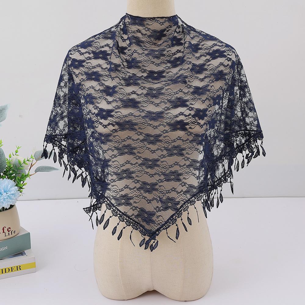 Women Rose Lace Veil Scarf Bandana Church Prayer Wedding Mantilla Chapel White Embroidered Hijab Women Scarves