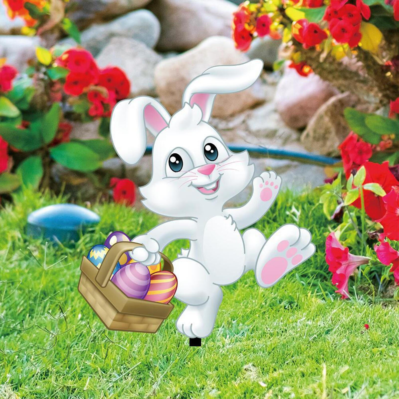 

Acrylic Easter Garden Stake Sculptures,Bunny Statue Yard Sign,s Eggs for Lawn Home