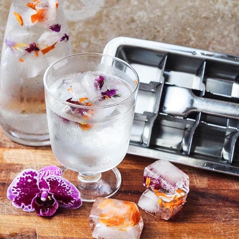 Stainless Steel Ice Cube Tray Stainless Steel Ice Cube Maker Freezer Square Ice Cube Mold tool Making for Milk and Drink Cooling