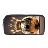 Black Football Star CR7 Pattern Pencil Bag with Zipper Canvas Fabric Stationery Organizer for Schools and Offices