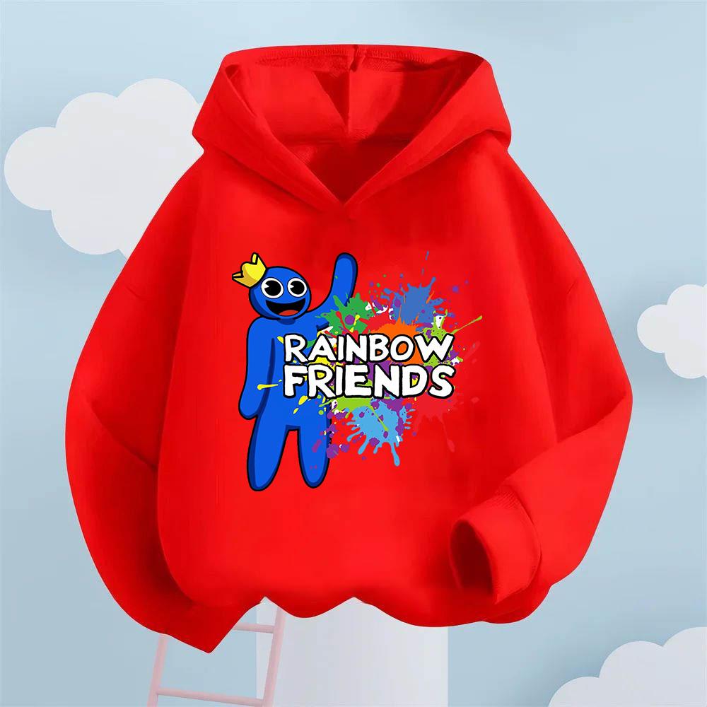Full of Childlike Fun! Rainbow Friends Blue Cute Character Printed Children's Hoodie, Illuminates Children's Colorful Childhood, Girls' Casual Top