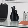 Unique Cat Home Decor Cute Black Statue, 3D Printed Figurine with Snuggle Pose, Cuddling Statue Minimalist Desk Shelf for Office, Gift Lovers Art