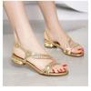 Summer Fashion New Water Brick Simple Diamond Buckle Sandals For Women Thick Heel Casual Flat Beach Sandals