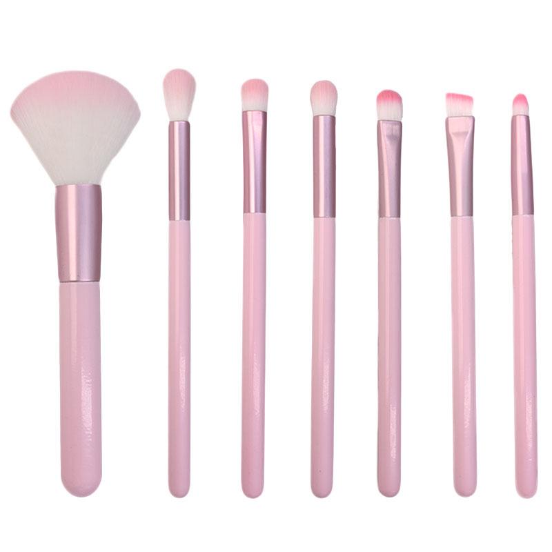 Cai Sen Xiu 7-10 Piece Pink & White Beginners Travel Makeup Brush Set