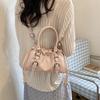 IELGY Soft Leather Pleated Portable Cloud Bag Shoulder Crossbody Female Bag