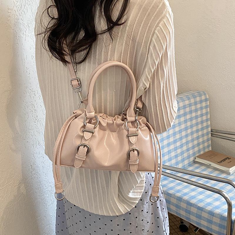 IELGY Soft Leather Pleated Portable Cloud Bag Shoulder Crossbody Female Bag