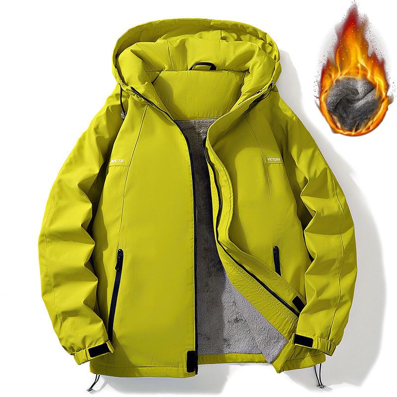Hooded Jacket Winter Outdoor Windproof Waterproof Hooded Jacket Men's Fleece Thickened Jacket Men's Hong Kong Style Jacket Men's
