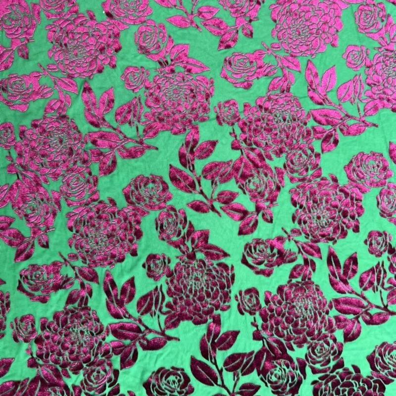 1yard Brocade Velvet Jacquard Fabric Stretchy Floral Printed Velour Fabric Upholstery Fabrics for DIY Sewing Dress Clothing