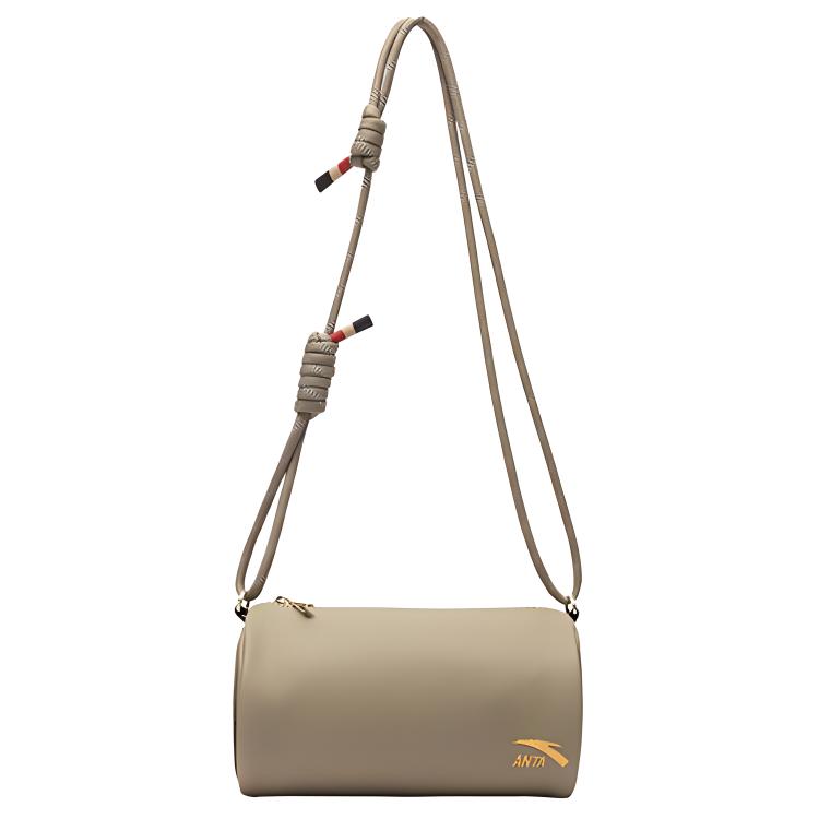 New Anta Life Collection Synthetic Leather Cylinder Bag Crossbody Bag Regular Unisex Glacier Gray 192518113-2
