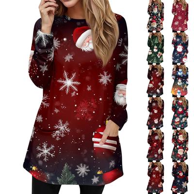 Women's Sweatshirt Pullover Active Sportswear Pocket Christmas  Print Casual Round Neck Long Sleeve Top