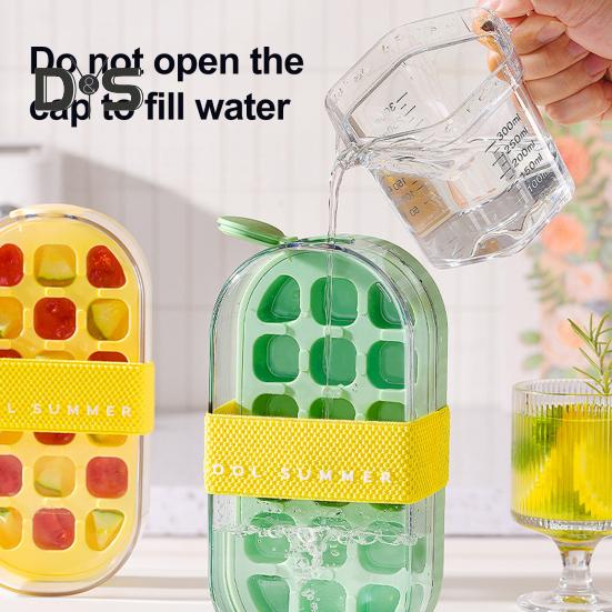 Eiswürfelschale für Wasserflaschen mit Strohhalm, Ein-Klick-Entriegelung, 2-in-1-Eiswürfelform und Wasserkocher, tragbare Wasserflasche, vertikale Eiswürfelschale für den Gefrierschrank