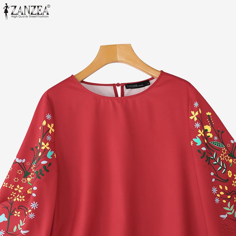 ZANZEA Bluză lejeră pentru femei cu mâneci 3/4 și imprimeu floral casual
