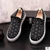 2025 New Men Tide Leather Casual Shoes Fashion Luxury Embroidery Twinkling Rhinestone Flat Shoes Leisure Sneakers Loafers