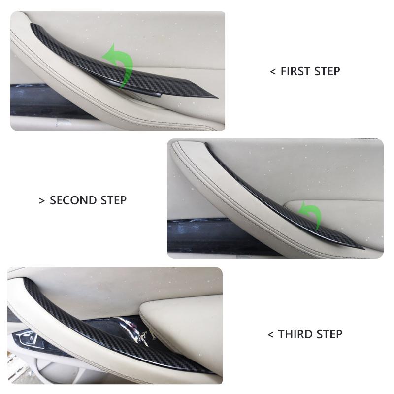 For BMW X5 X6 E70 E71 F15 F16 Car Interior Door Pull Handle Protective Cover Carbon Fiber Texture