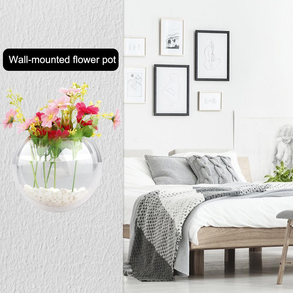 Home Semicircular Wall Hanging Vase Acrylic Hydroponic Terrarium Fish Tank Plant Flower Home Decor Wedding Decoration