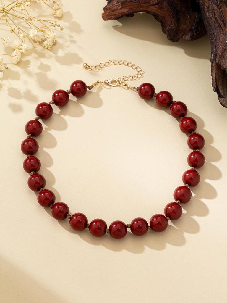 Chic flerfärgad rund akrylpärlcollier