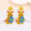 Pair of Fun Easter Colorful Letter Print Rabbit Egg Acrylic Earrings, Celebrate Holiday Party Gifts Cute Cartoon Women's Earring Accessories