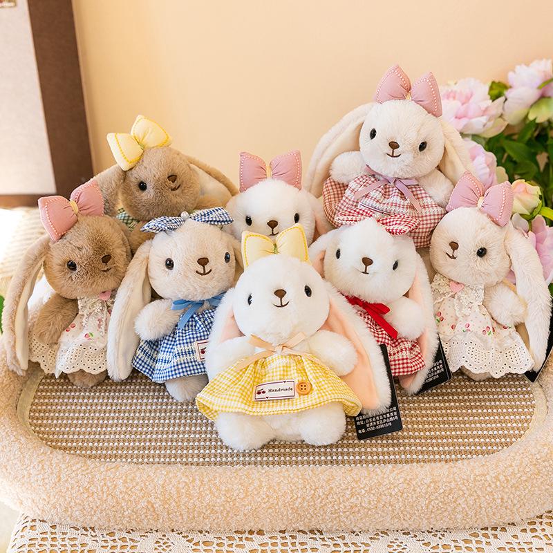 Plaid Skirt Lily Rabbit Doll: Cute Pendant Plush Toy & Girl's Bag Charm