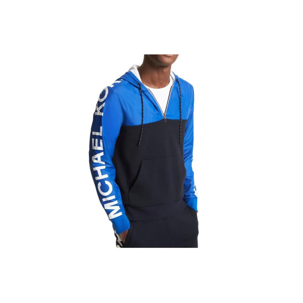 Michael Kors Logo Print Half-Zip Pullover Hoodie Men Hoodies Multicolor CF150EH1X4497