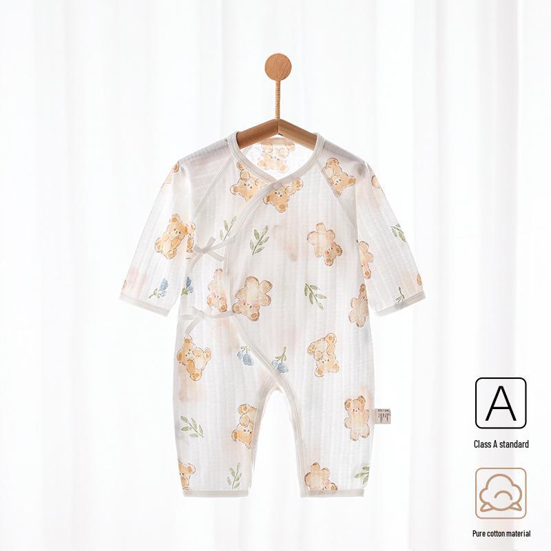 Summer Newborn Cotton Long-Sleeve Butterfly Monk Romper