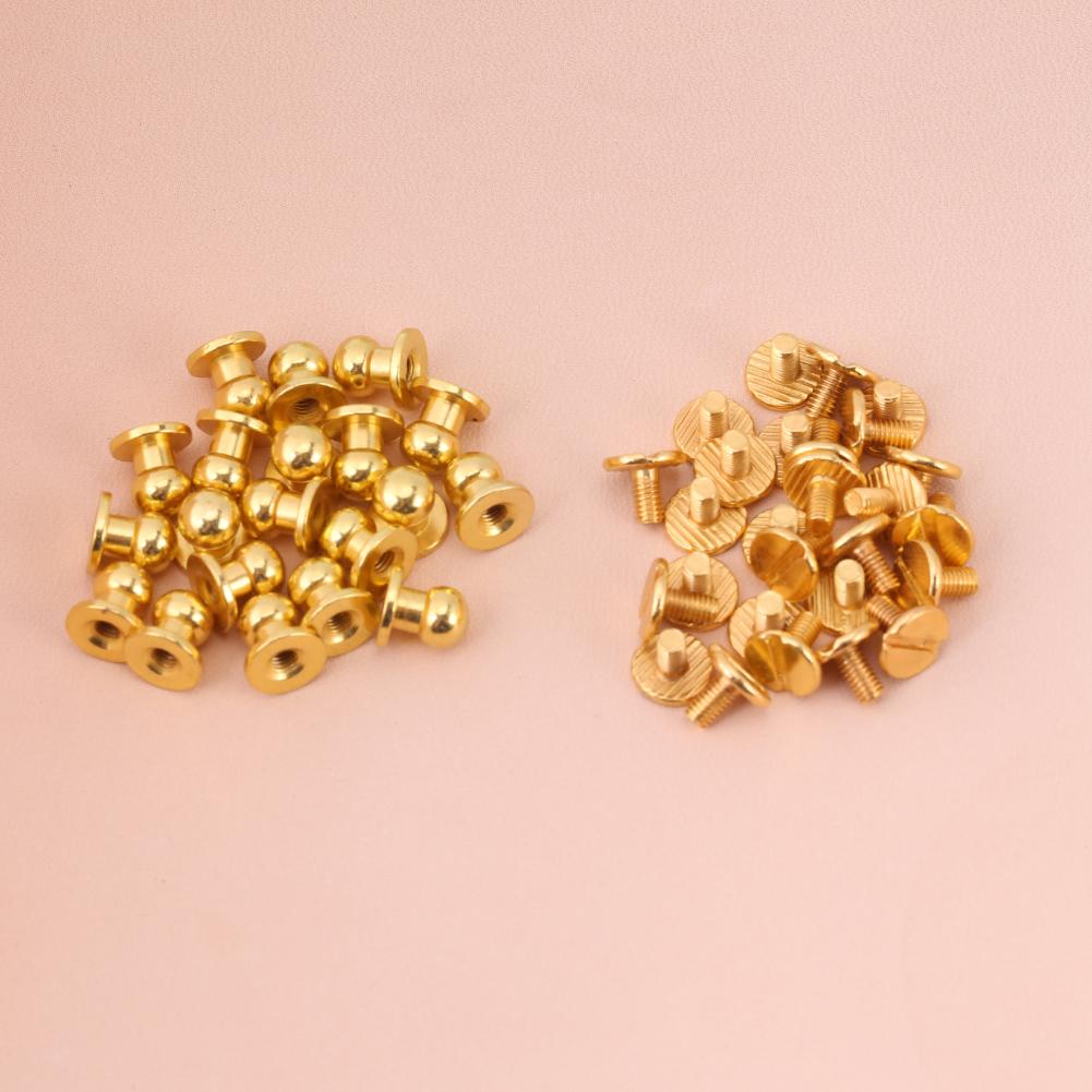 20pcs Round Head Solid Brass Nail Rivet Button DIY Leather Accessories(8*6mm Gold)