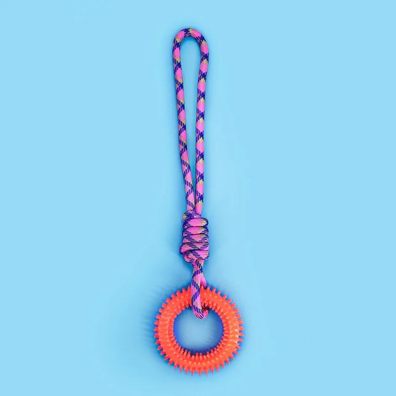 

Supet Interactive Dog Toy Ring for Teeth Cleaning Chewing Enrichment and Dental Health Spiked Rubber Chew Toy for Aggressive XS помаранчевий