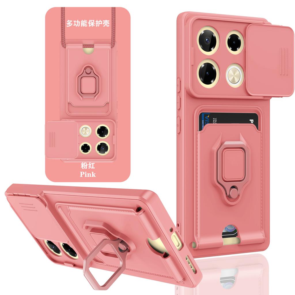 Applicable To Transsion INFINIX note40Pro Card Mobile Phone Case HOT50 Push Window POVA6 Bracket Lanyard Cover